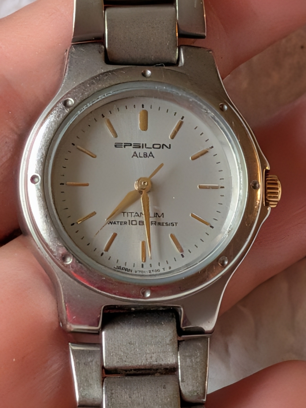 Alba Epsilon Titanium Watch with Silver Dial and Gold Accents